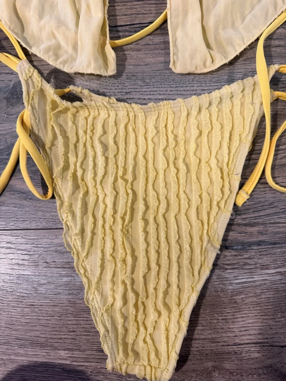 Yellow Ribbed Two-Piece Bikini Set - Picture 10 of 10